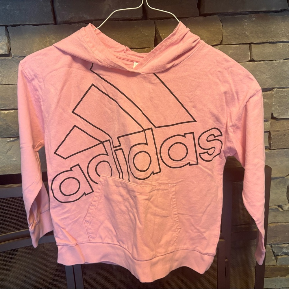 Adidas light pink lightweight hoodie - youth small